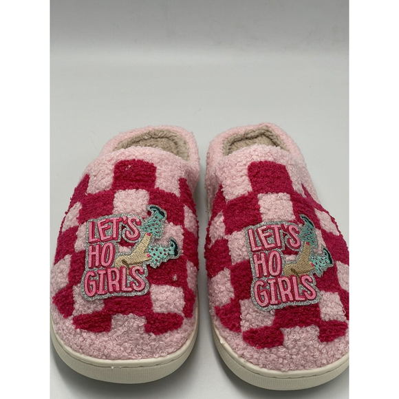 Ablinco Women’s House Slippers Let’s Ho Girls Size 11.5 (44-45) Pink NWOT Elf - Picture 1 of 7